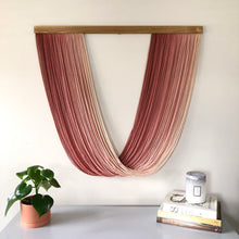 Load image into Gallery viewer, Geneva - Sunset Rose Dip Dyed Wall Hanging - Large Yarn Wall Hanging - Fiber Art - Dip Dye Wall Hanging