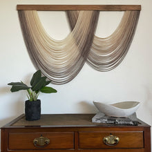 Load image into Gallery viewer, Torrey - Taupe Ombré Dip Dyed Wall Hanging - Large Taupe/Warm Grey Yarn Tapestry
