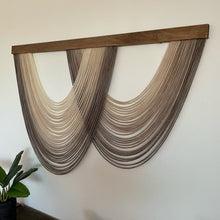 Load image into Gallery viewer, Torrey - Taupe Ombré Dip Dyed Wall Hanging - Large Taupe/Warm Grey Yarn Tapestry