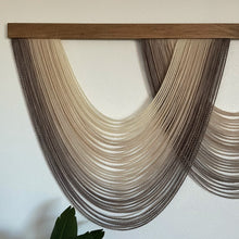 Load image into Gallery viewer, Torrey - Taupe Ombré Dip Dyed Wall Hanging - Large Taupe/Warm Grey Yarn Tapestry