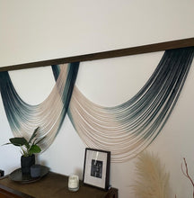 Load image into Gallery viewer, Torrey - Dark Emerald and Beige Ombré Dip Dyed Wall Hanging - Large Taupe/Green Yarn Tapestry