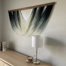 Load image into Gallery viewer, Amelia - Emerald Ombré Dip Dyed Fiber Art Wall Hanging - Large Green Yarn Tapestry - Yarn Wall Hanging