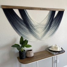 Load image into Gallery viewer, Isla - Navy Ombré Dip Dyed Fiber Art Wall Hanging - Large Yarn Tapestry - Macrame Wall Art