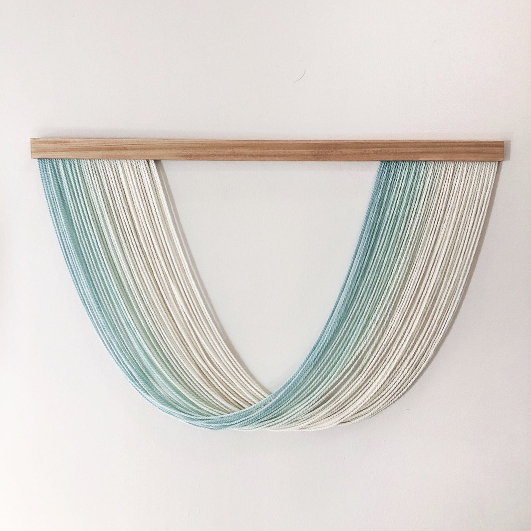 Geneva - Ocean Spray - Light Blue Dip Dyed Wall Hanging - Large Yarn Tapestry
