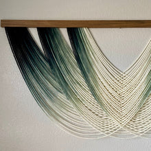 Load image into Gallery viewer, Amelia - Emerald Ombré Dip Dyed Fiber Art Wall Hanging - Large Green Yarn Tapestry - Yarn Wall Hanging
