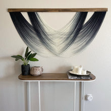 Load image into Gallery viewer, Isla - Navy Ombré Dip Dyed Fiber Art Wall Hanging - Large Yarn Tapestry - Macrame Wall Art

