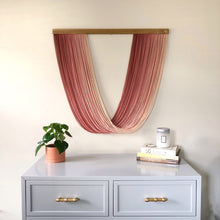 Load image into Gallery viewer, Geneva - Sunset Rose Dip Dyed Wall Hanging - Large Yarn Wall Hanging - Fiber Art - Dip Dye Wall Hanging
