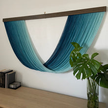 Load image into Gallery viewer, Geneva in Aegean Dip Dyed Wall Hanging Large Yarn Wall Hanging Fiber Art
