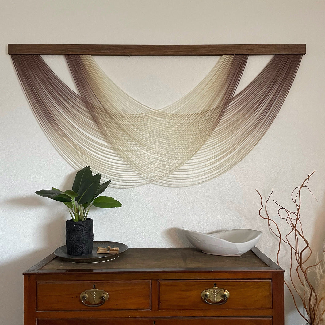 Isla - Taupe/Brown Ombré Dip Dyed Wall Hanging - Large Yarn Tapestry