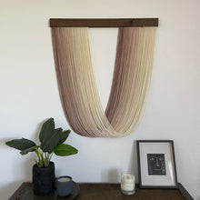 Load image into Gallery viewer, Geneva - Taupe Ombré Dip Dyed Wall Hanging - Medium Taupe Yarn Tapestry
