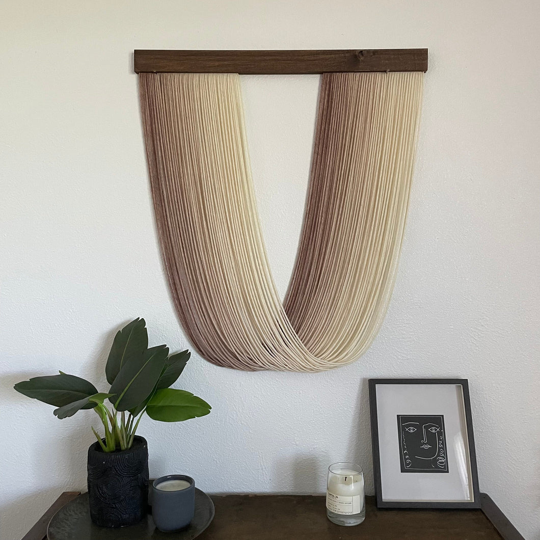 Geneva - Taupe Ombré Dip Dyed Wall Hanging - Medium Taupe Yarn Tapestry
