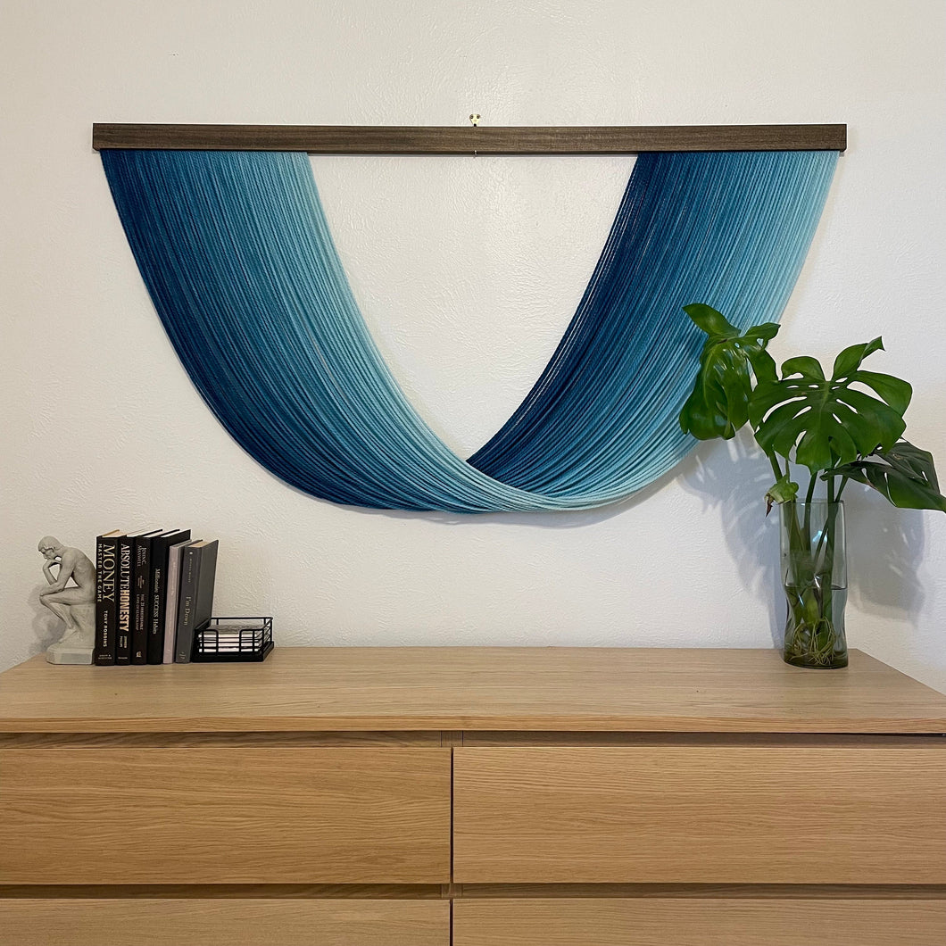 Geneva in Aegean Dip Dyed Wall Hanging Large Yarn Wall Hanging Fiber Art