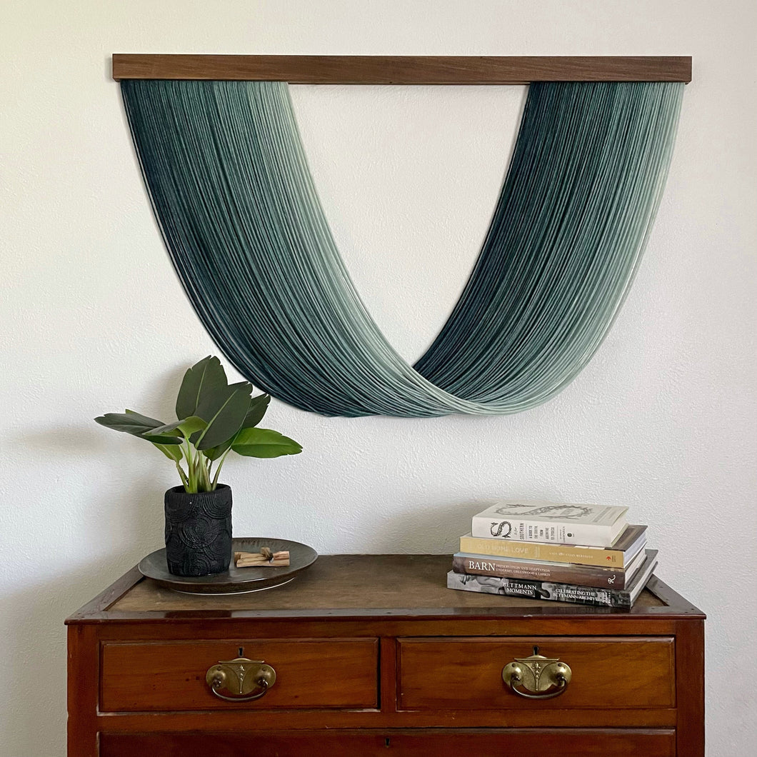 Geneva - Forest Green Dip Dyed Wall Hanging - Large Yarn Tapestry