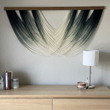 Load image into Gallery viewer, Amelia - Emerald Ombré Dip Dyed Fiber Art Wall Hanging - Large Green Yarn Tapestry - Yarn Wall Hanging
