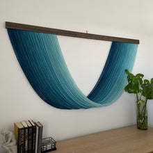 Load image into Gallery viewer, Geneva in Aegean Dip Dyed Wall Hanging Large Yarn Wall Hanging Fiber Art
