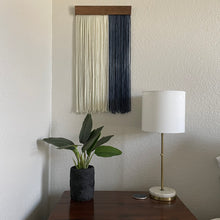 Load image into Gallery viewer, Navy Blue and White Geometric Dyed Wall Hanging
